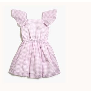 Girls' flutter-sleeve dress in gingham